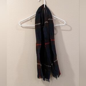 100% Wool Plaid Scarf - Brown, Red, Green, Blue